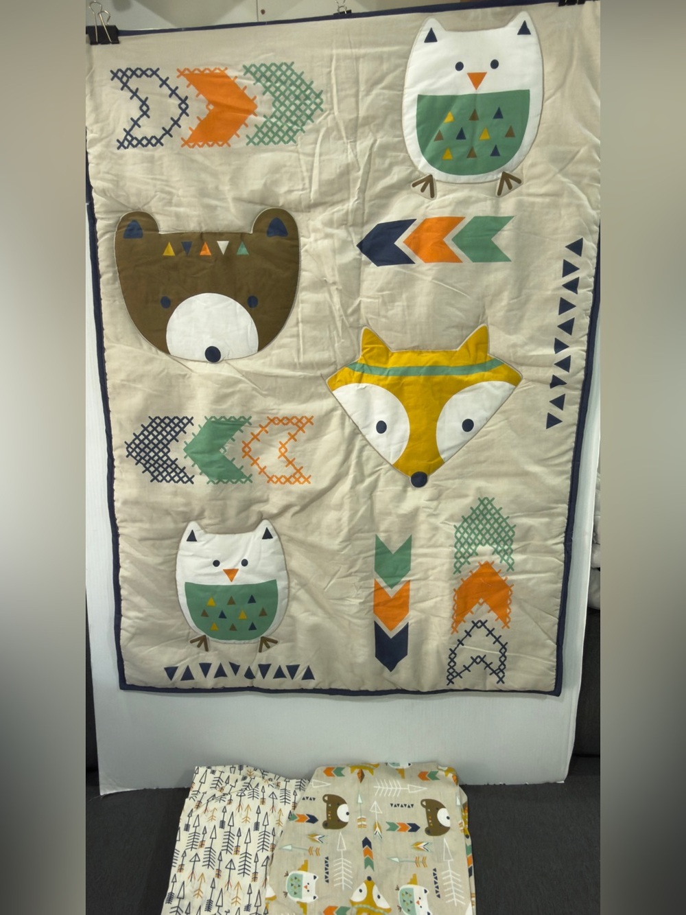 Woodland Animals Kids Throw Blanket - Cream, Mustard & Olive